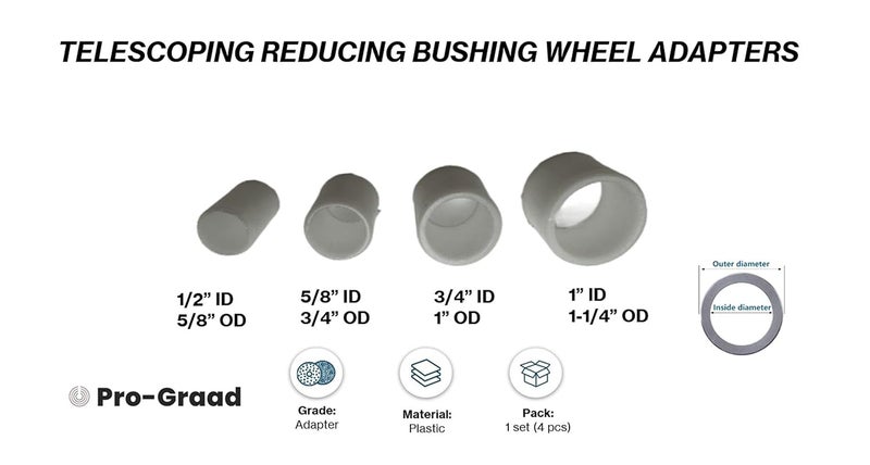 Pro-Grade Bench Grinder Arbor Adapter Wheel Bushings, Reducing Bushing Arbor Adapters for 3/4" Thick Bench Grinding Wheels with 1-1/4” or 1” Hole, Arbor Adapter Reduces to ¾”, 5/8”, ½” Shaft Sizes - Image 3